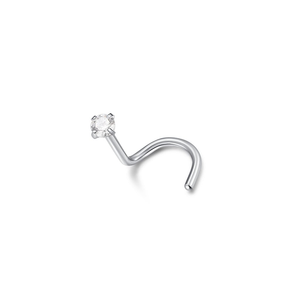 Titanium Nose Twist Stud 2mm Claw Set with Cubic Zirconia - SkinKandy | Body Jewellery & Piercing Online Australia