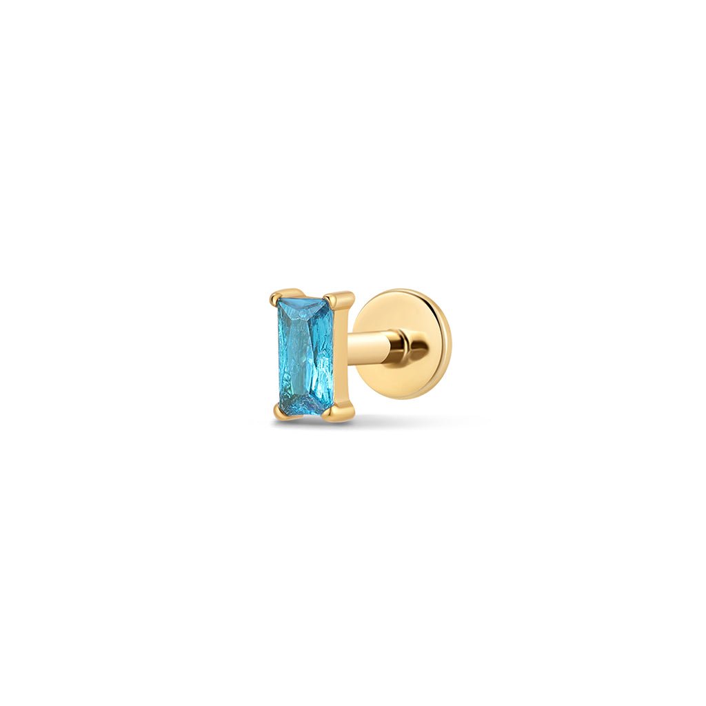 Titanium Flatback Baguette Half Bezel Cubic Zirconia - SkinKandy | Body Jewellery & Piercing Online Australia