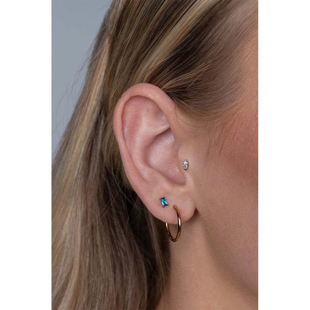 Titanium Flatback Baguette Half Bezel Cubic Zirconia - SkinKandy | Body Jewellery & Piercing Online Australia