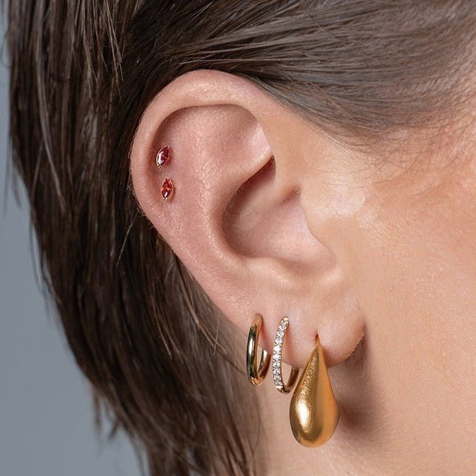 Titanium Flatback Blood Marquis Cubic Zirconia - SkinKandy | Body Jewellery & Piercing Online Australia