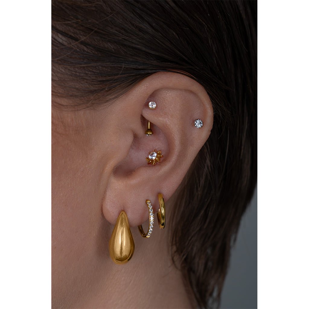 Titanium Cone Bezel Set Cubic Zirconia Internally Threaded Curved Barbell - SkinKandy | Body Jewellery & Piercing Online Australia