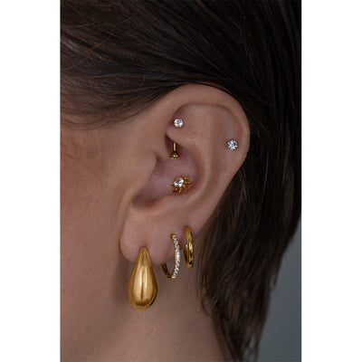 Titanium Cone Bezel Set Cubic Zirconia Internally Threaded Curved Barbell - SkinKandy | Body Jewellery & Piercing Online Australia