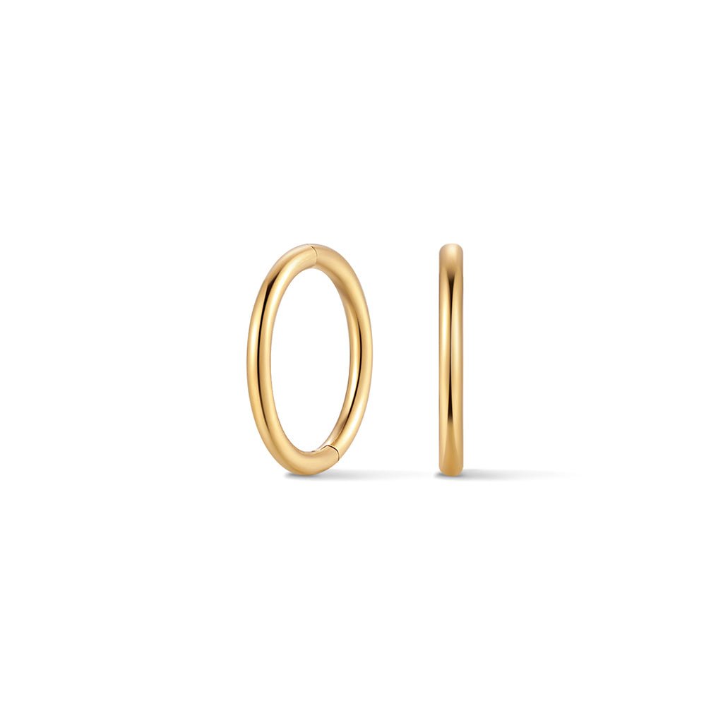 Gold-tone titanium sleeper hoop on white background