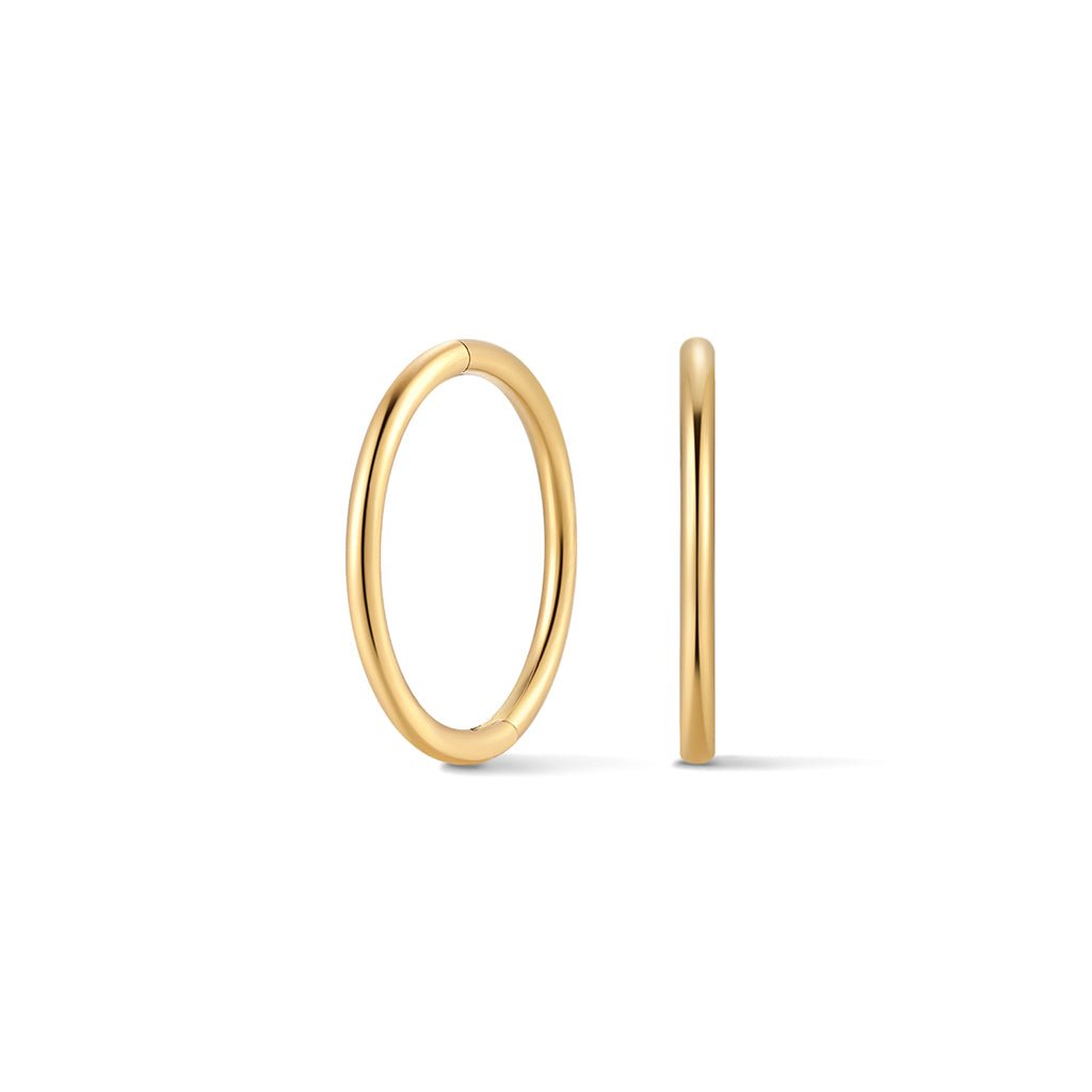Gold-tone titanium sleeper hoop on white background