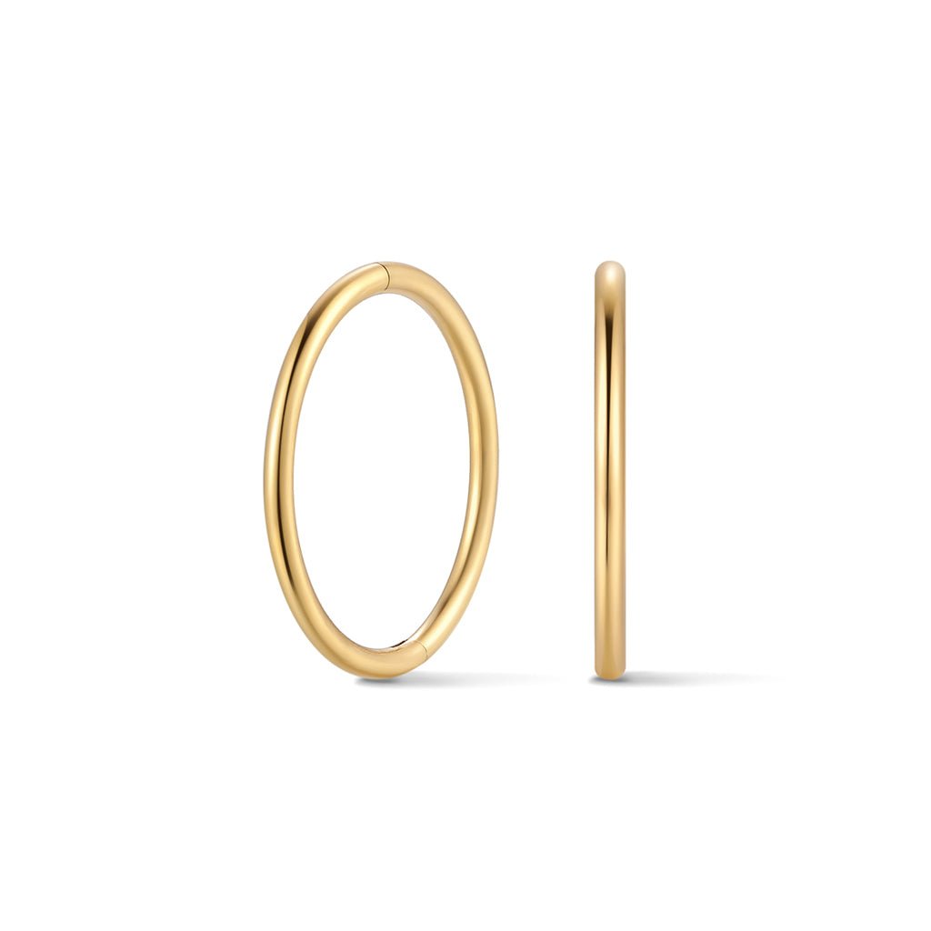 Gold-tone titanium sleeper hoop on white background
