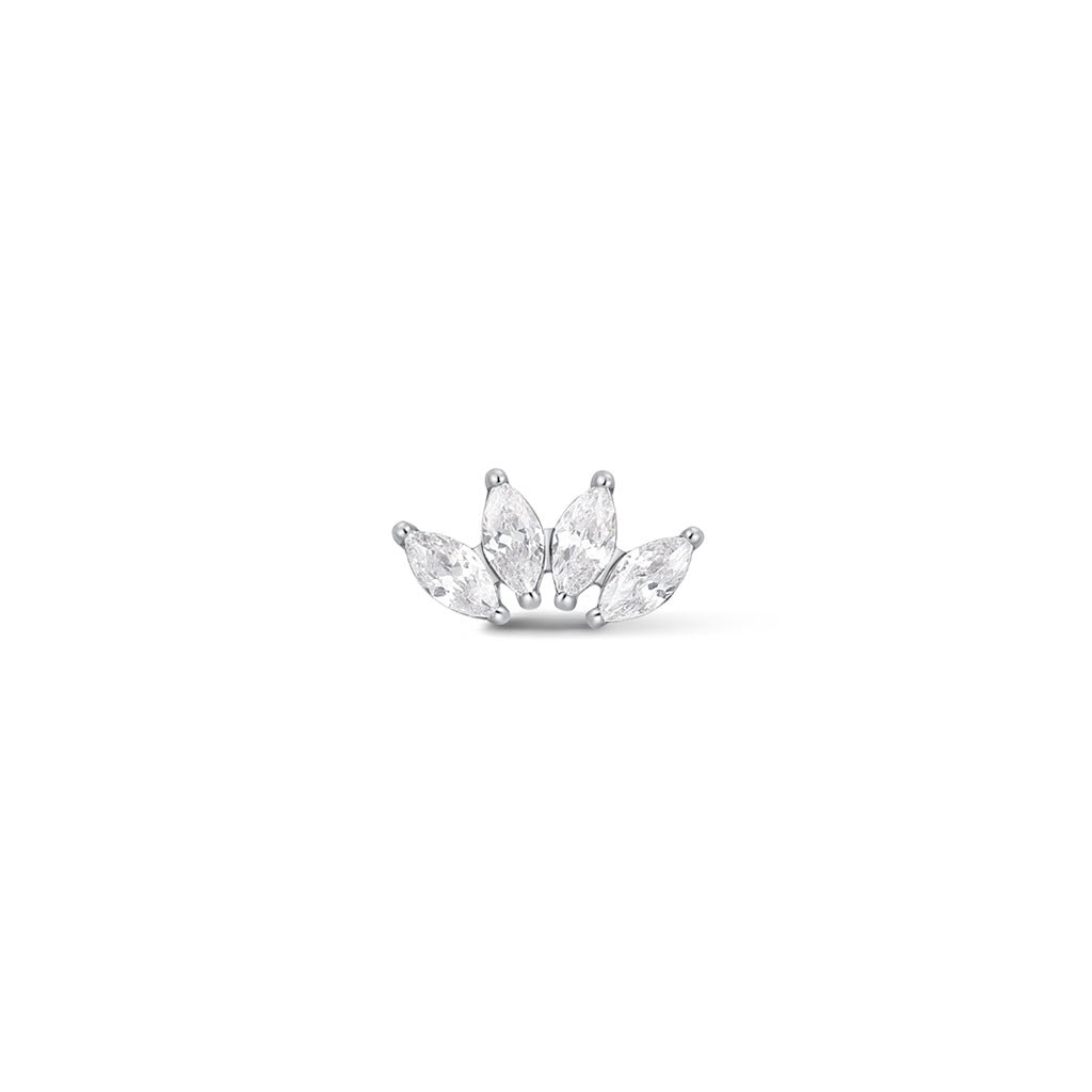 Silver-tone marquise cubic zirconia flatback piercing front view