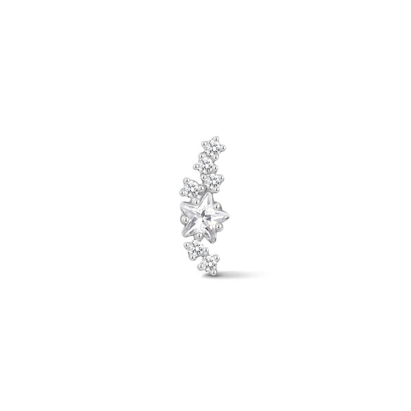 316L Stainless Steel Starlight Curved Bar Flatback with Cubic Zirconia