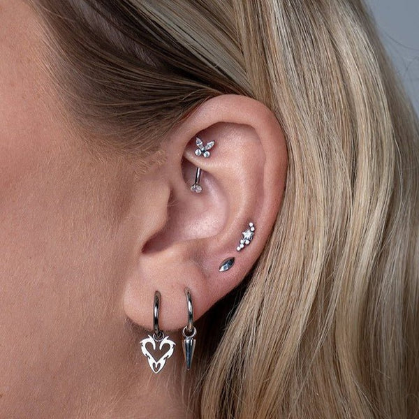 316L Stainless Steel Starlight Curved Bar Flatback with Cubic Zirconia