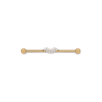 Titanium Internally Threaded 6 Marquis Fan Cubic Zirconia Industrial Barbell
