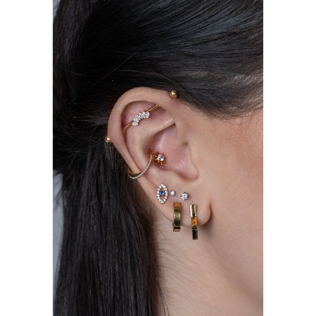 Titanium Internally Threaded 6 Marquis Fan Cubic Zirconia Industrial Barbell - SkinKandy | Body Jewellery & Piercing Online Australia