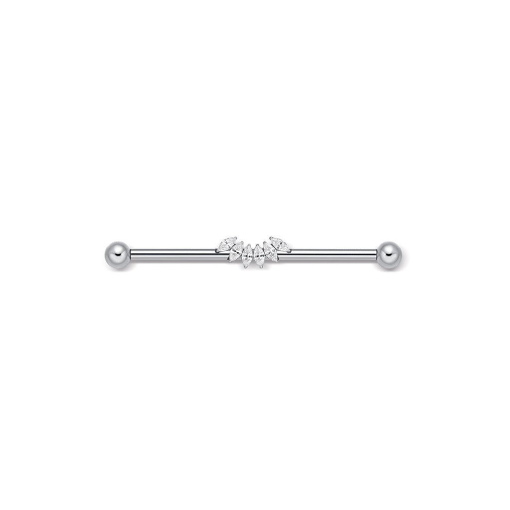 Titanium Internally Threaded 6 Marquis Fan Cubic Zirconia Industrial Barbell - SkinKandy | Body Jewellery & Piercing Online Australia