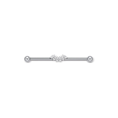 Titanium Internally Threaded 6 Marquis Fan Cubic Zirconia Industrial Barbell