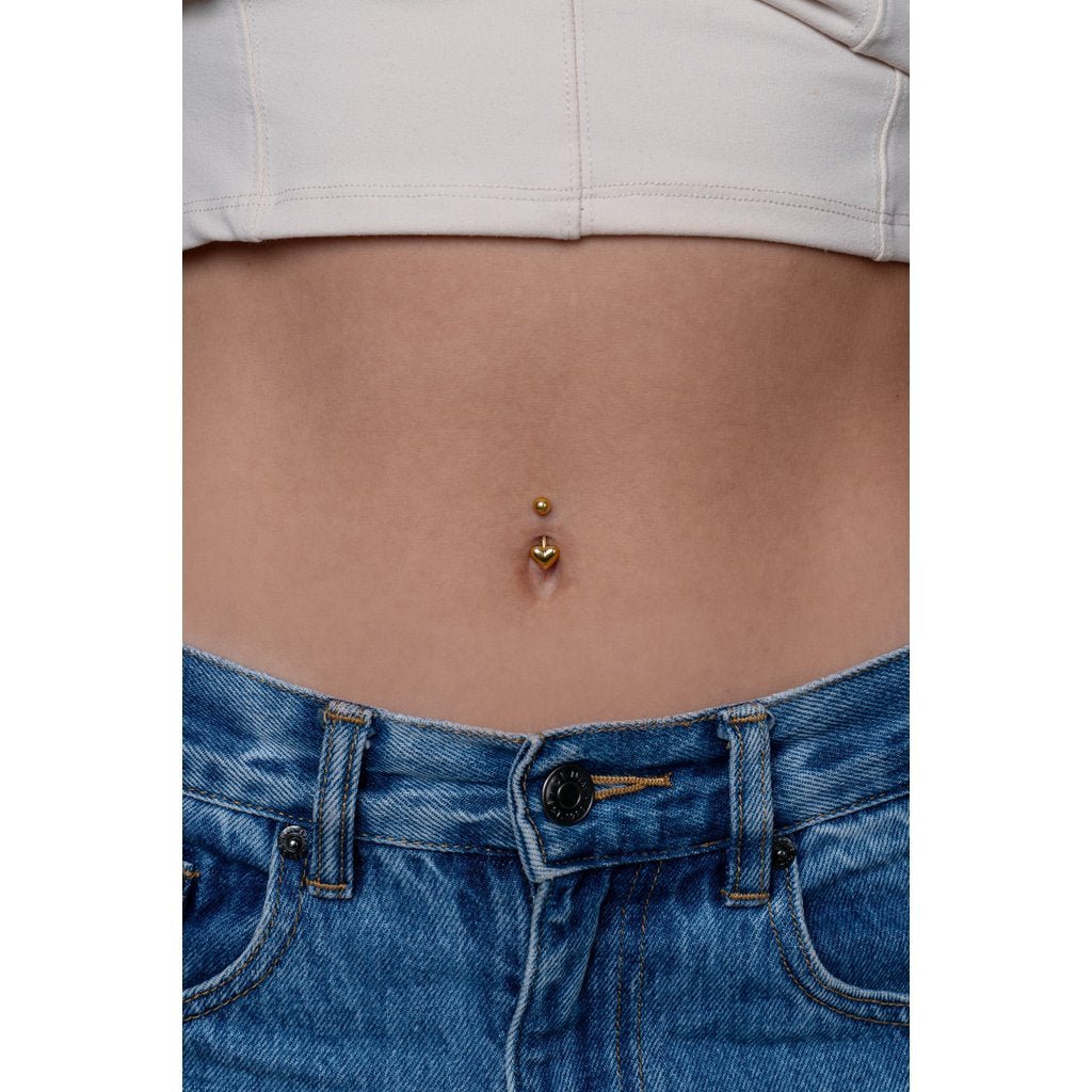316L Stainless Steel Internally Threaded Polished Heart Navel Bar