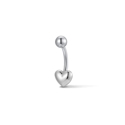 316L Stainless Steel Internally Threaded Polished Heart Navel Bar