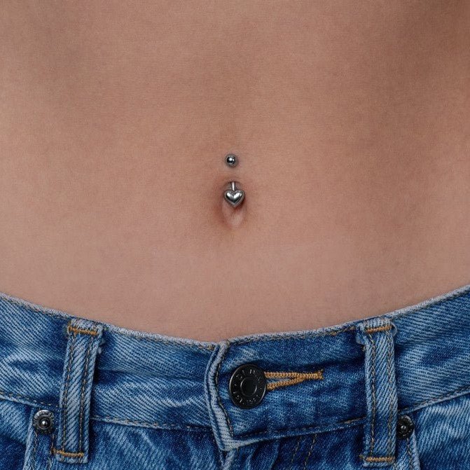 316L Stainless Steel Internally Threaded Polished Heart Navel Bar - SkinKandy | Body Jewellery & Piercing Online Australia