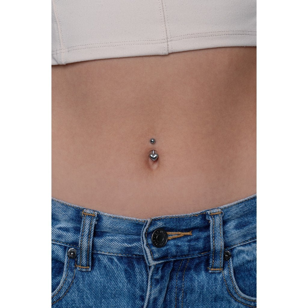 316L Stainless Steel Internally Threaded Polished Heart Navel Bar