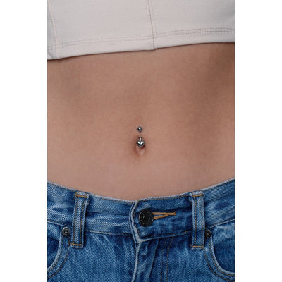 316L Stainless Steel Internally Threaded Polished Heart Navel Bar