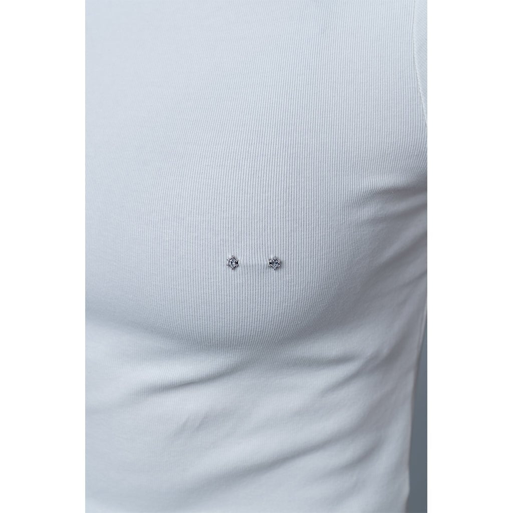 316L Stainless Steel Halo Oval Nipple Bar with Cubic Zirconia - SkinKandy | Body Jewellery & Piercing Online Australia