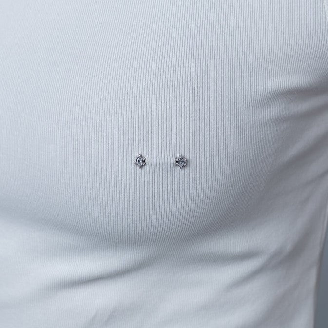 316L Stainless Steel Halo Oval Nipple Bar with Cubic Zirconia - SkinKandy | Body Jewellery & Piercing Online Australia