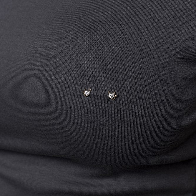 316L Stainless Steel Ribald Heart Nipple Bar with Cubic Zirconia - SkinKandy | Body Jewellery & Piercing Online Australia