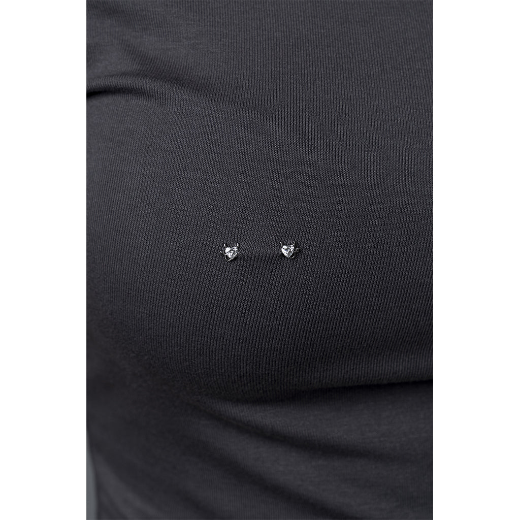 316L Stainless Steel Ribald Heart Nipple Bar with Cubic Zirconia - SkinKandy | Body Jewellery & Piercing Online Australia