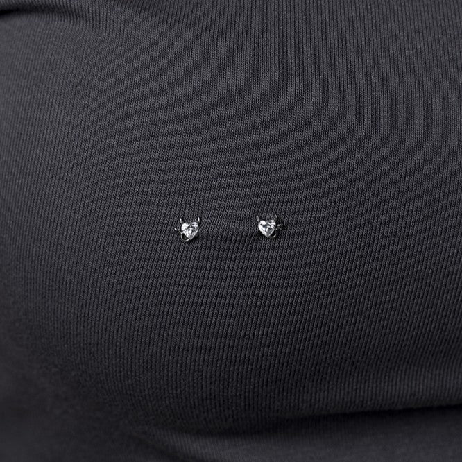 316L Stainless Steel Ribald Heart Nipple Bar with Cubic Zirconia - SkinKandy | Body Jewellery & Piercing Online Australia