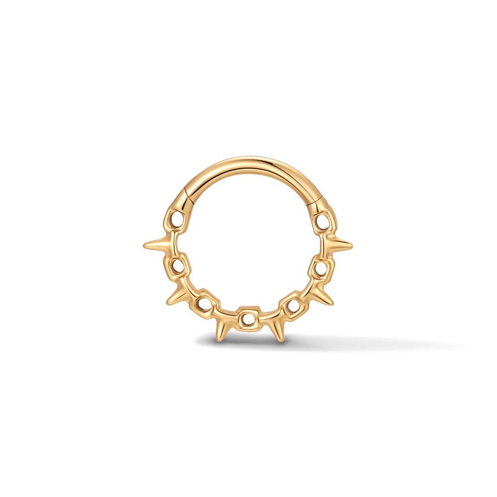 316L Stainless Steel Spiked Cable Segment Ring - Gold Tone - SkinKandy | Body Jewellery & Piercing