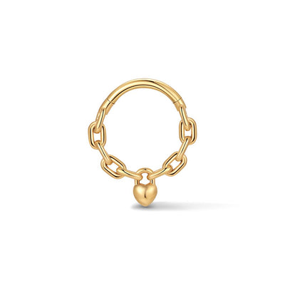 316L Stainless Steel Padlock Heart Segment Ring - SkinKandy | Body Jewellery & Piercing Online Australia