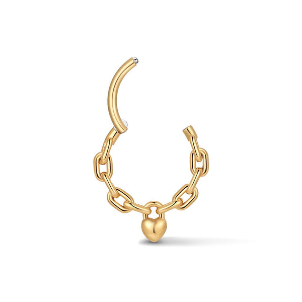 316L Stainless Steel Padlock Heart Segment Ring
