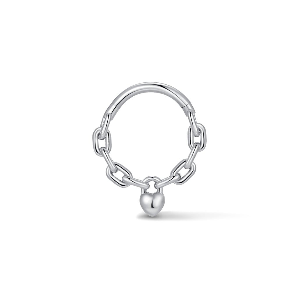 316L Stainless Steel Padlock Heart Segment Ring - SkinKandy | Body Jewellery & Piercing Online Australia