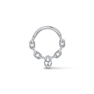 316L Stainless Steel Padlock Heart Segment Ring - SkinKandy | Body Jewellery & Piercing Online Australia