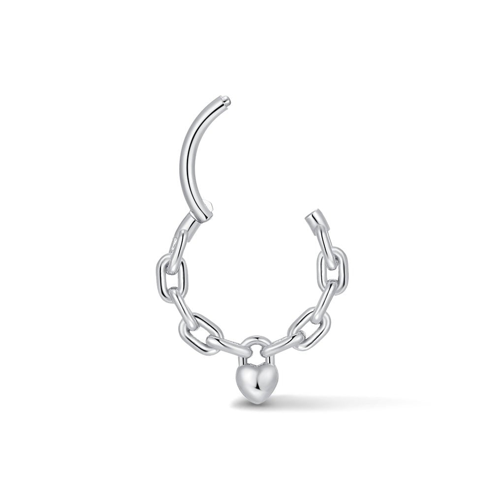 316L Stainless Steel Padlock Heart Segment Ring - SkinKandy | Body Jewellery & Piercing Online Australia