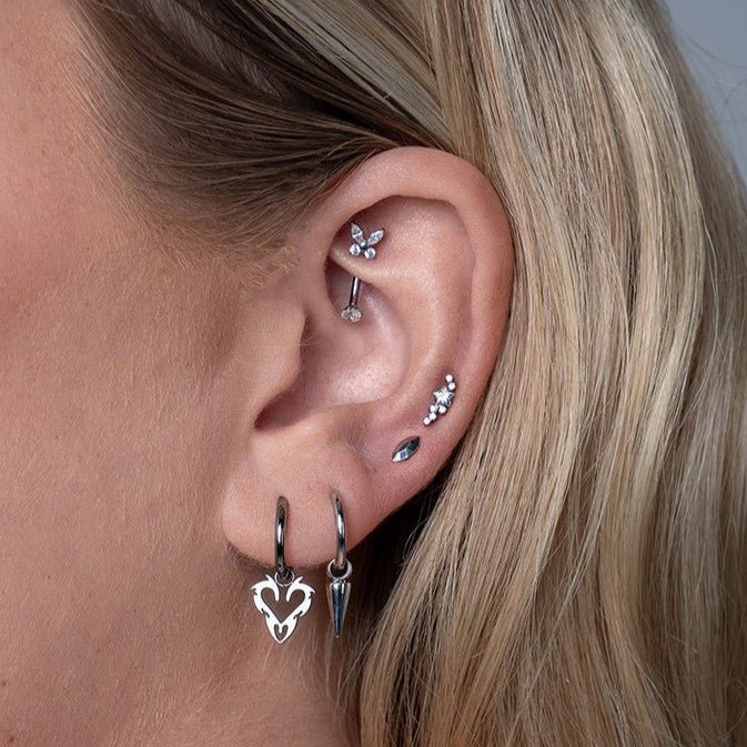 Ear Piercing Hanging Earrings Double Layered Earring Chain Charm Sterling Silver