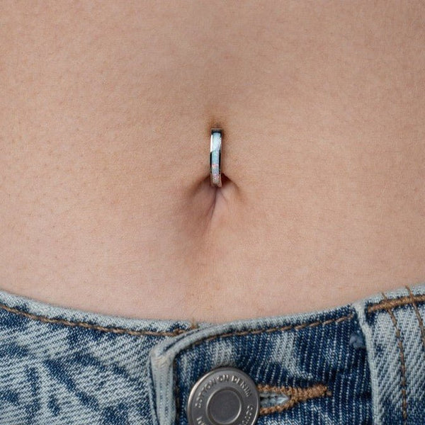 Implant Grade Titanium Internally Threaded Opalescent Inset Navel Clicker