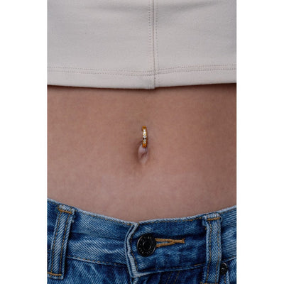 Titanium Internally Threaded Square Cubic Zirconia Navel Clicker