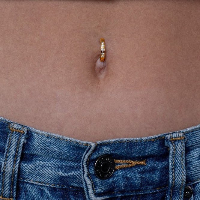 Titanium Internally Threaded Square Cubic Zirconia Navel Clicker - SkinKandy | Body Jewellery & Piercing Online Australia