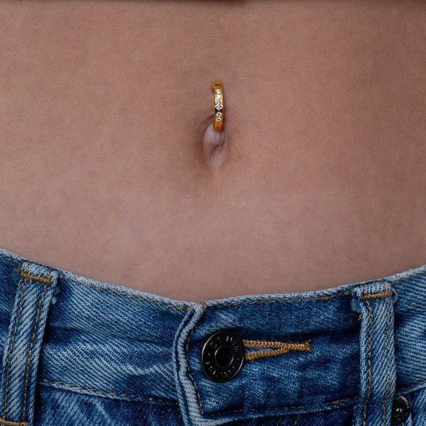 Implant Grade Titanium Internally Threaded Square Cubic Zirconia Navel Clicker