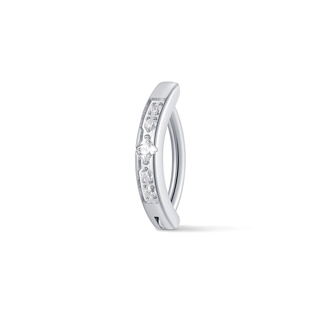 Titanium Internally Threaded Square Cubic Zirconia Navel Clicker - SkinKandy | Body Jewellery & Piercing Online Australia