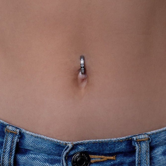 Titanium Internally Threaded Square Cubic Zirconia Navel Clicker - SkinKandy | Body Jewellery & Piercing Online Australia