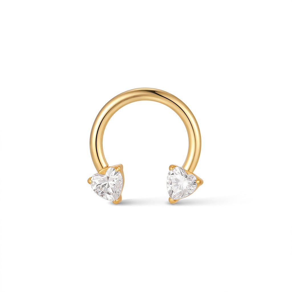Titanium Internally Threaded Prong Set Front Heart Cubic Zirconia Horseshoe - SkinKandy | Body Jewellery & Piercing Online Australia