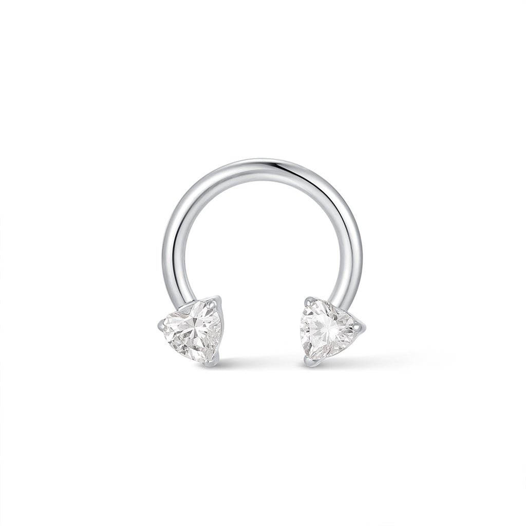 Titanium Internally Threaded Prong Set Front Heart Cubic Zirconia Horseshoe - SkinKandy | Body Jewellery & Piercing Online Australia