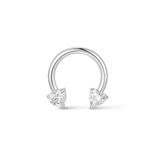 Titanium Internally Threaded Prong Set Front Heart Cubic Zirconia Horseshoe - SkinKandy | Body Jewellery & Piercing Online Australia