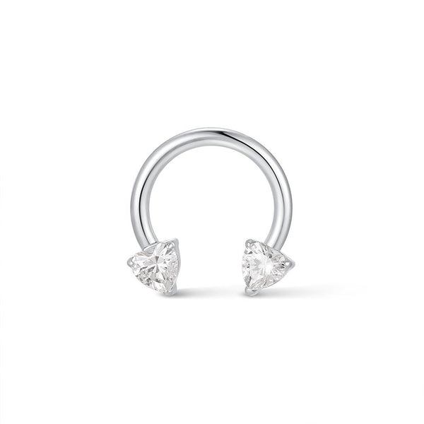 Titanium Internally Threaded Prong Set Front Heart Cubic Zirconia Horseshoe