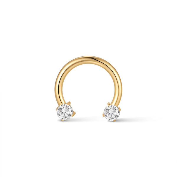 Titanium Internally Threaded Prong Set Round Cubic Zirconia Horseshoe