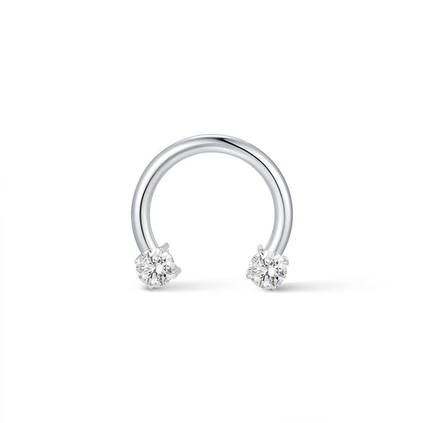 Titanium Internally Threaded Prong Set Round Cubic Zirconia Horseshoe