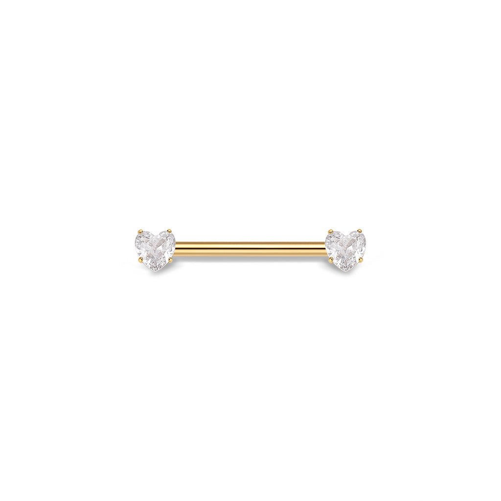 Titanium Threadless Heart Cubic Zirconia Nipple Bar - SkinKandy | Body Jewellery & Piercing Online Australia