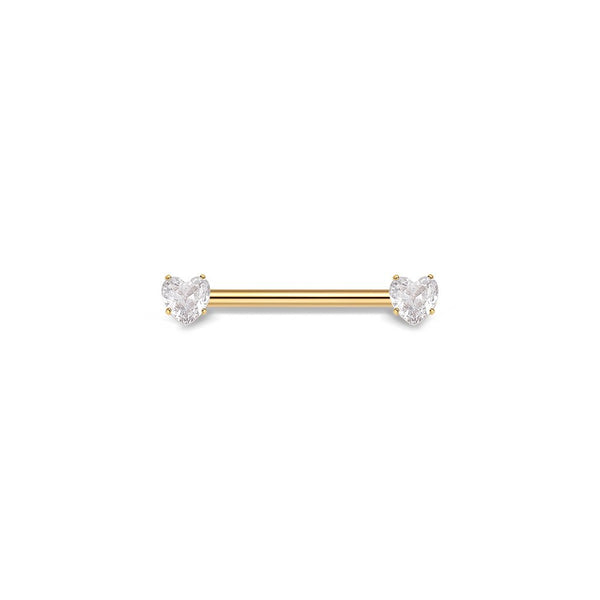 Titanium Threadless Heart Cubic Zirconia Nipple Bar