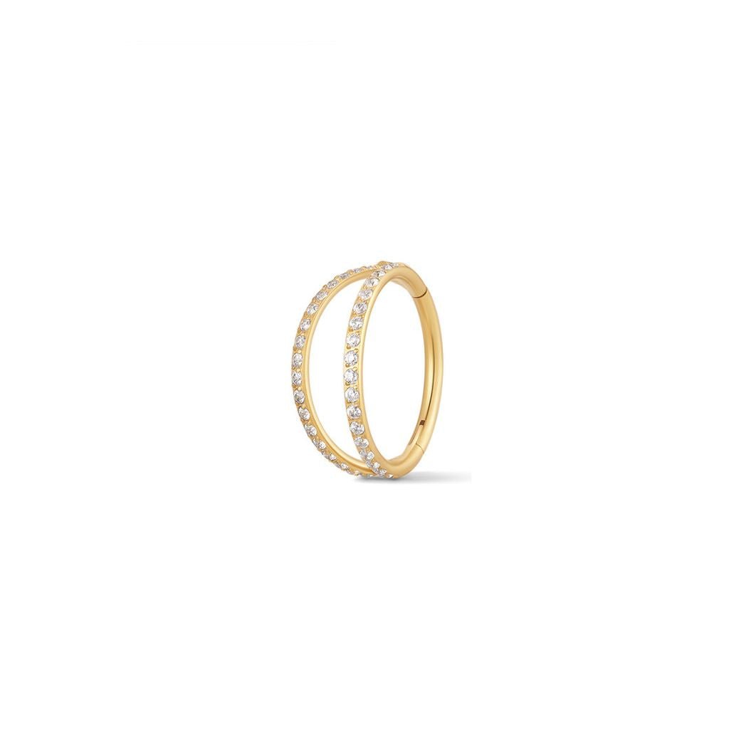 Titanium Double Hoop Cubic Zirconia Segment Ring - SkinKandy | Body Jewellery & Piercing Online Australia