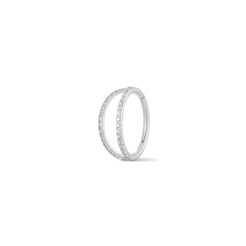 Titanium Double Hoop Cubic Zirconia Segment Ring - SkinKandy | Body Jewellery & Piercing Online Australia