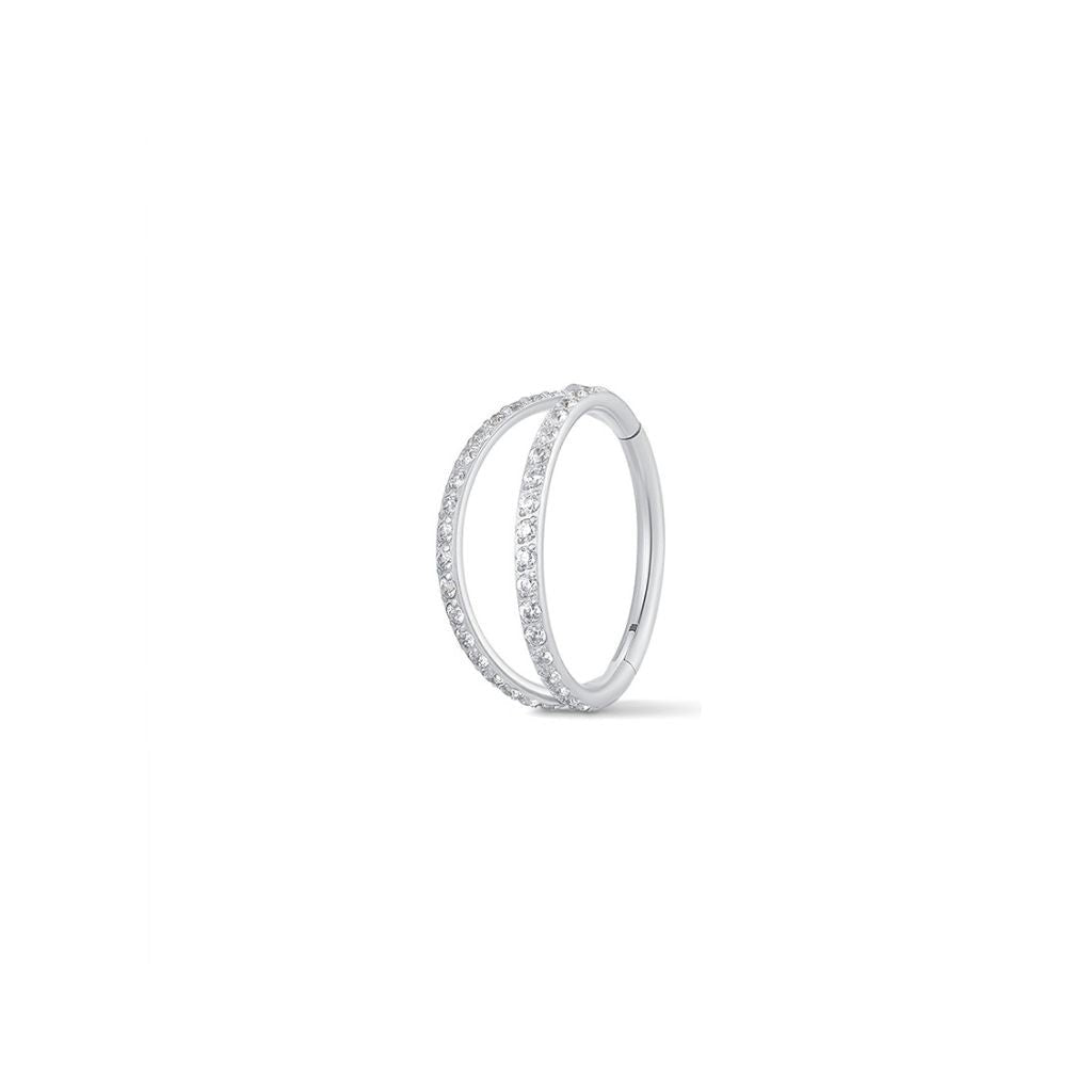 Titanium Double Hoop Cubic Zirconia Segment Ring - SkinKandy | Body Jewellery & Piercing Online Australia